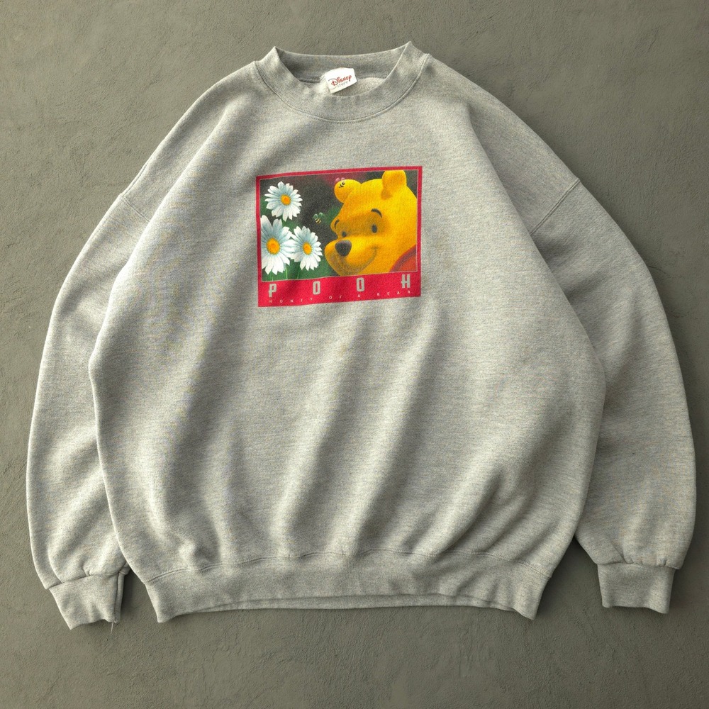 Vintage 90s Disney Store Grey Winnie the Pooh Sweatshirt XL Honey of a Bear USA